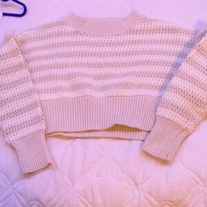 Moon & Madison Cream Crew Neck Sweater with Textured Knit